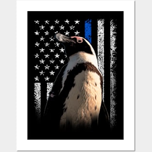 Penguin American Flag Ambassadors, Tee Triumph for Wildlife Admirers Posters and Art